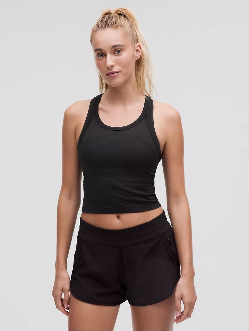Lululemon Swiftly Tech Cropped Racerback Tank Top 2.0 in Black Size 8